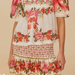 Farm Rio Off-White Summer Fruit Mini Skirt. L. NWT
